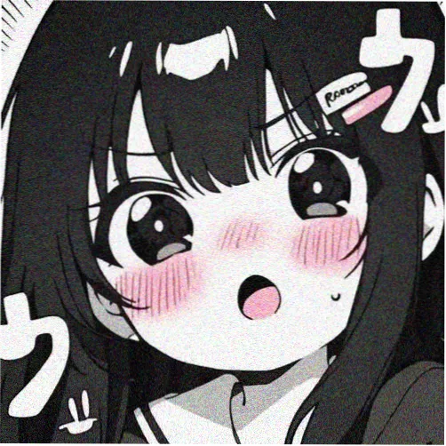 情侣头像漫画样本：青灰底色上的一枚浅珊瑚小图标